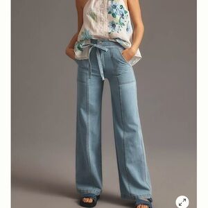 Hudson Tie-Waist High-Rise Wide-Leg Jeans